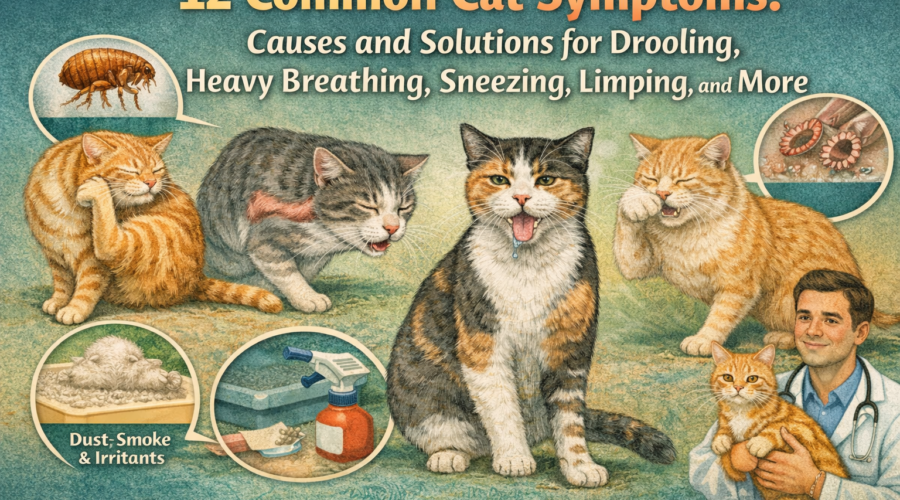 Cat Symptoms, Sneezing, Limping, cat drooling, Cats heavy breathing