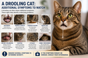 Orange cat drooling excessively while sitting on a couch, showing signs of mouth discomfort and possible health problems.