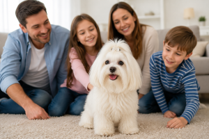 Family time with a fluffy friend