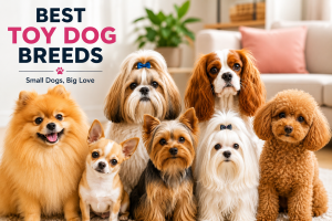 Best toy dog breeds sitting together in a cozy indoor home setting, showing small, cute and affectionate companion dogs for families and apartment living.