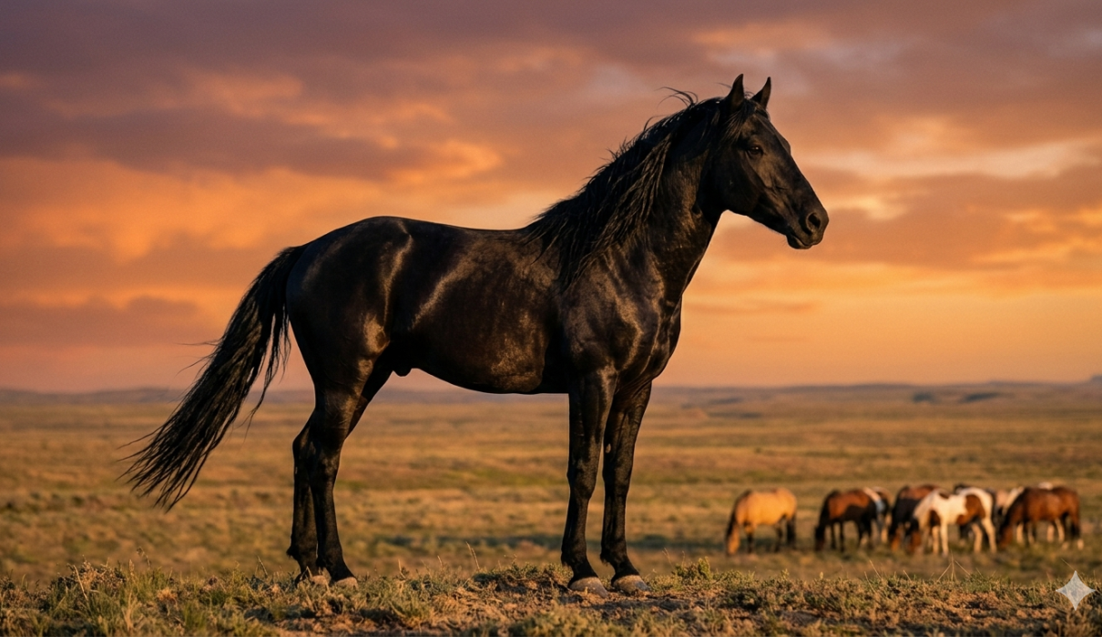 Mustang horse, black horse, rare horse breeds