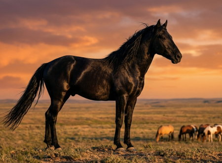 Mustang horse, black horse, rare horse breeds