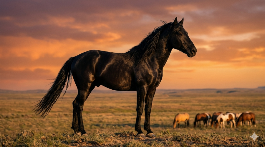Mustang horse, black horse, rare horse breeds