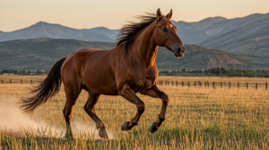 Athletic American Quarter Horse running on ranch - versatile and beautiful horse breed