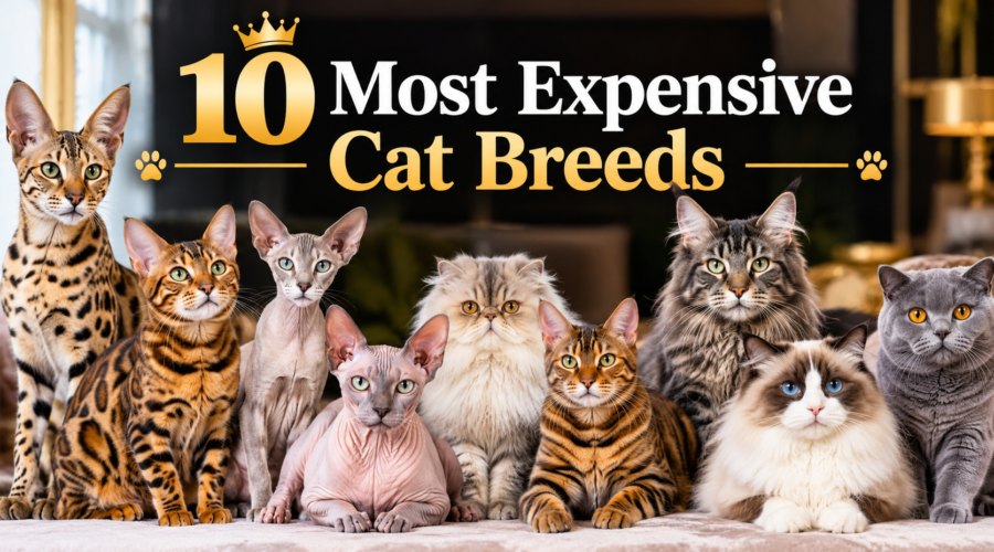 10 most expensive cat breeds in the world including Savannah, Bengal, Sphynx, Persian, Toyger, Maine Coon, Ragdoll, and British Shorthair cats