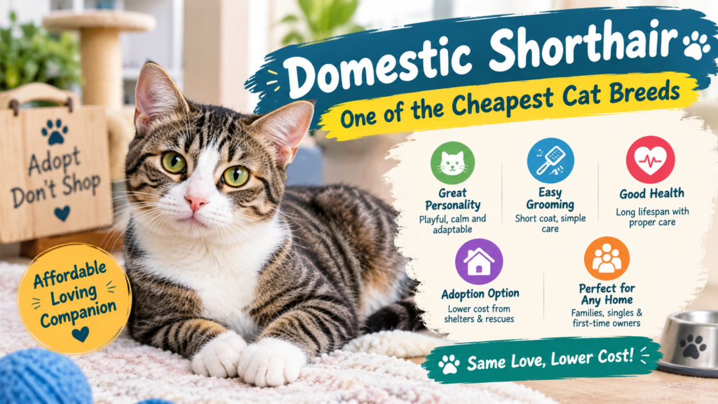 Domestic Shorthair one of the cheapest cat breeds