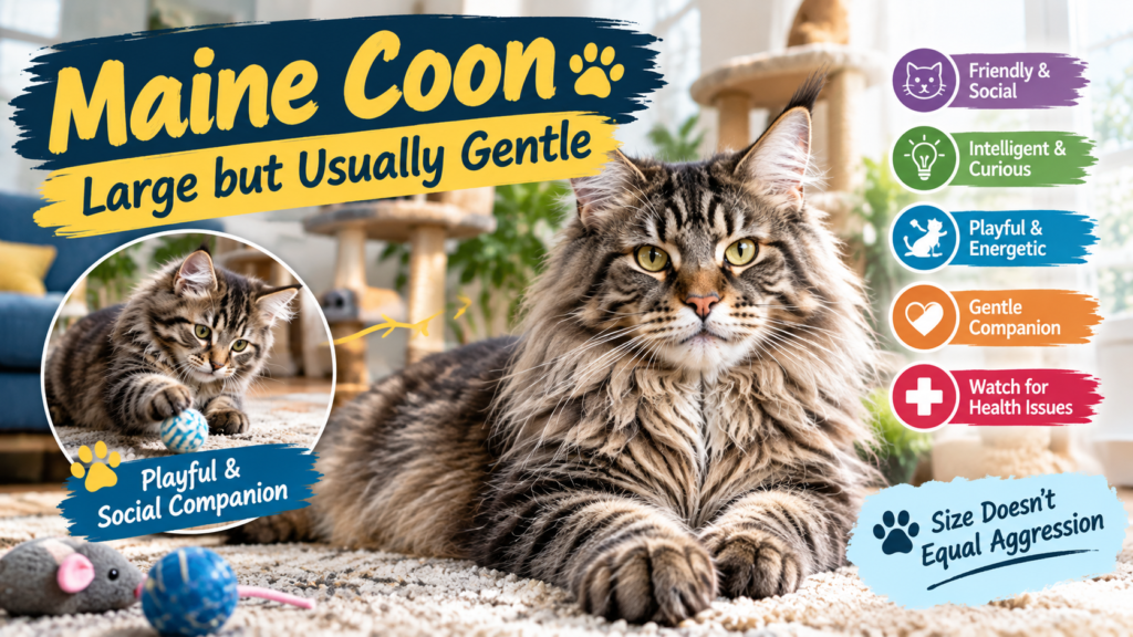 Maine Coon cat – large but usually gentle
