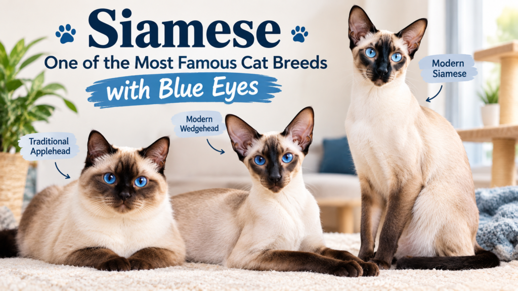 Siamese cat breed with blue eyes and pointed coat
