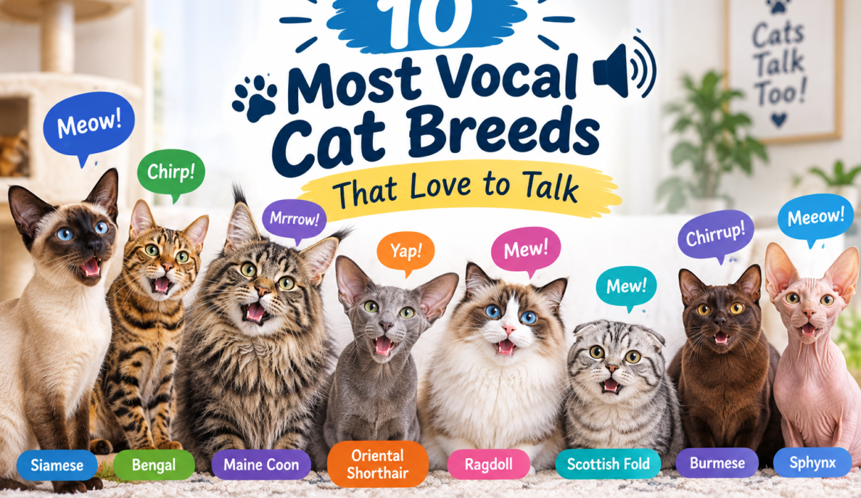 10 most vocal cat breeds that love to talk, featuring talkative cats such as Siamese, Bengal, Maine Coon, Oriental Shorthair, Ragdoll, Scottish Fold, Burmese, and Sphynx