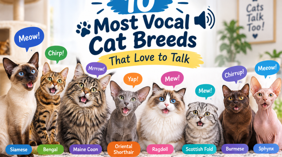10 most vocal cat breeds that love to talk, featuring talkative cats such as Siamese, Bengal, Maine Coon, Oriental Shorthair, Ragdoll, Scottish Fold, Burmese, and Sphynx