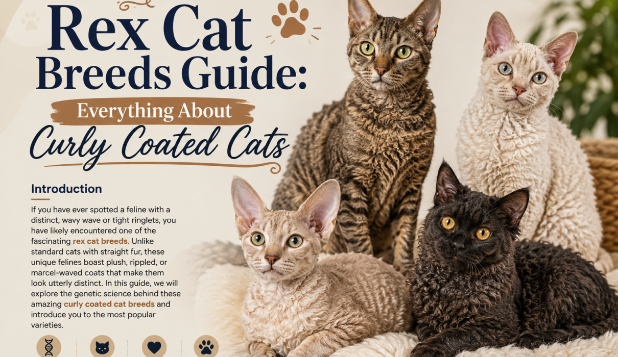 Rex cat breeds with curly and wavy coats featured in a guide about curly coated cats.