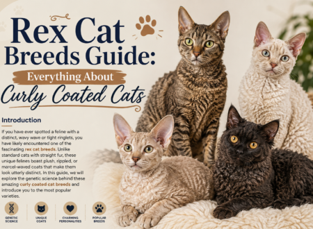Rex cat breeds with curly and wavy coats featured in a guide about curly coated cats.