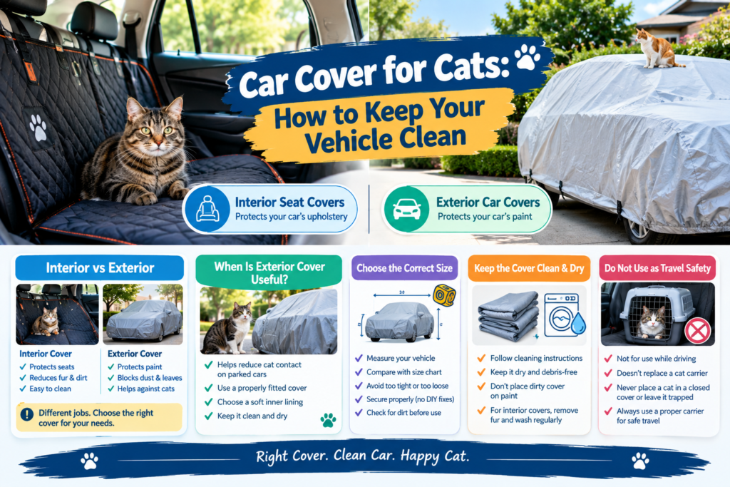 : Car seat cover protecting a vehicle’s interior from cat hair, scratches, and dirt.