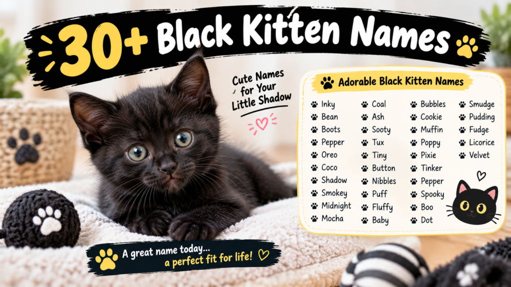 Cute black kitten with 30+ adorable black kitten names