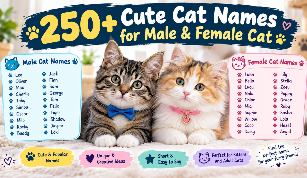 250+ cute cat names for male and female cats with adorable kittens