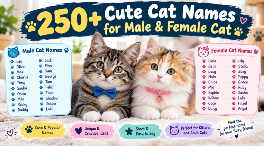 250+ cute cat names for male and female cats with adorable kittens