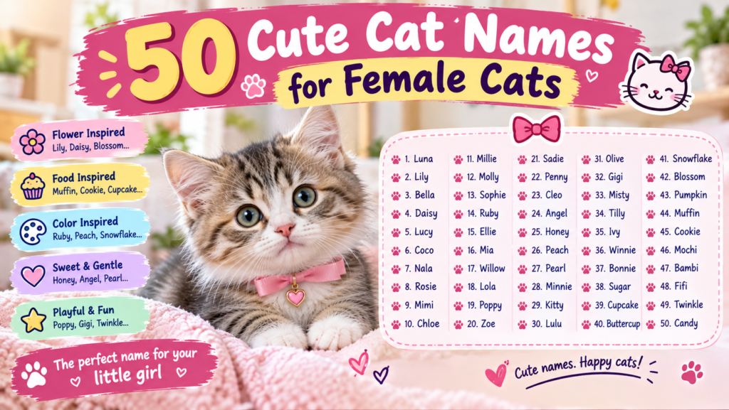 50 cute cat names for female cats with adorable kittens