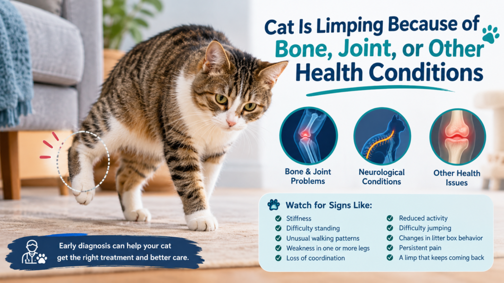 Cat limping because of bone joint or other health conditions