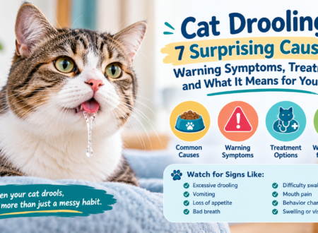 Cat drooling with warning symptoms, causes, and treatment information