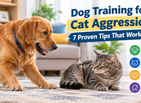 Dog Training for Cat Aggression: 7 Proven Tips That Work Fast — a golden retriever and gray tabby cat practicing calm behavior together indoors.