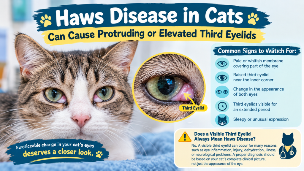 Haws Disease in Cats causing protruding or elevated third eyelids with visible eye changes.