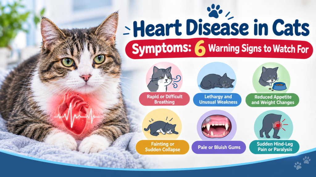 warning signs, including difficult breathing, weakness, appetite changes, collapse, pale gums, and hind-leg paralysis.